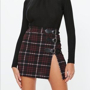 Missguided Plaid Buckled Skirt